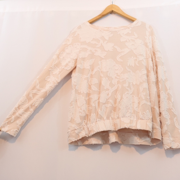 LOFT Tops - Loft Cotton Floral Patterned Textured Knit Top